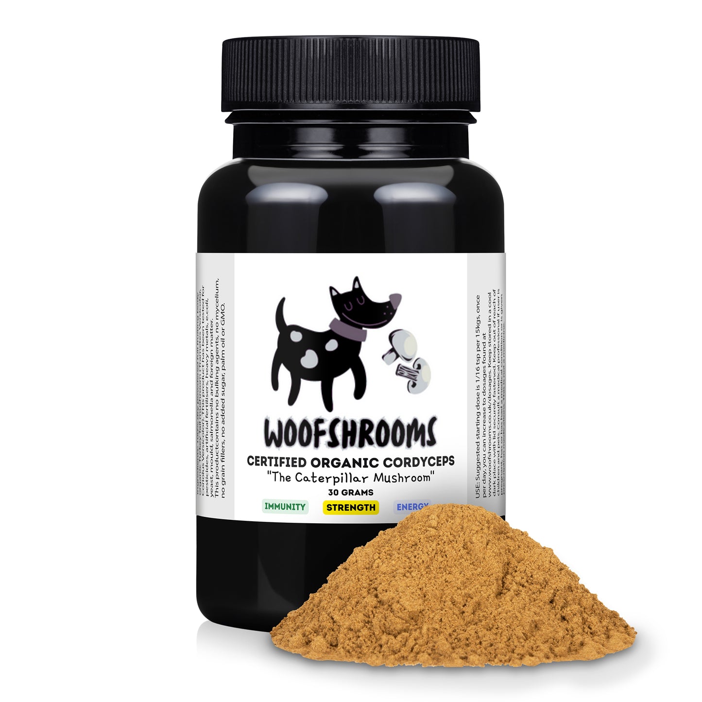 Organic Cordyceps Sinensis mushroom powder for dogs.