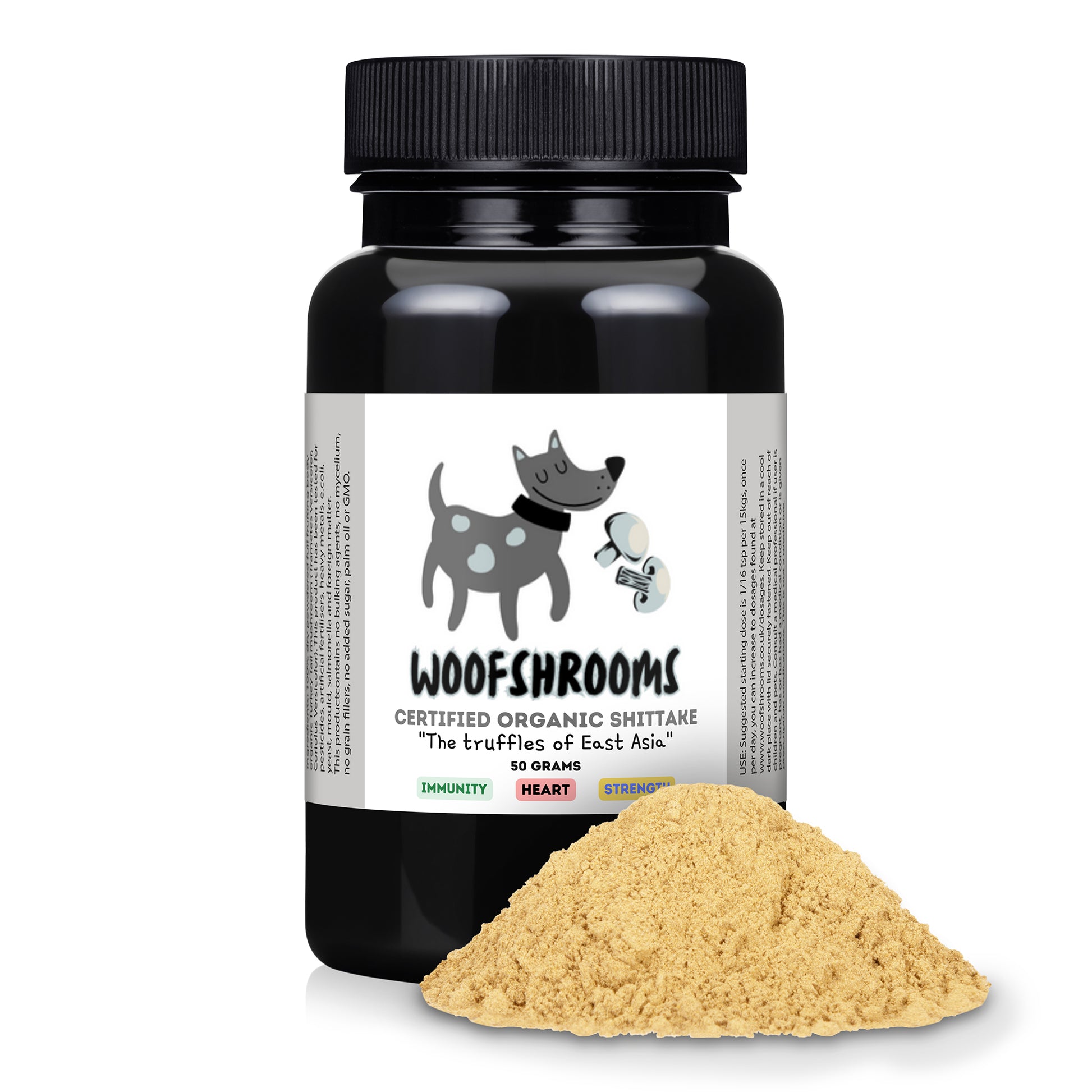 Organic Shiitake mushroom supplement with vitamin d for dogs.
